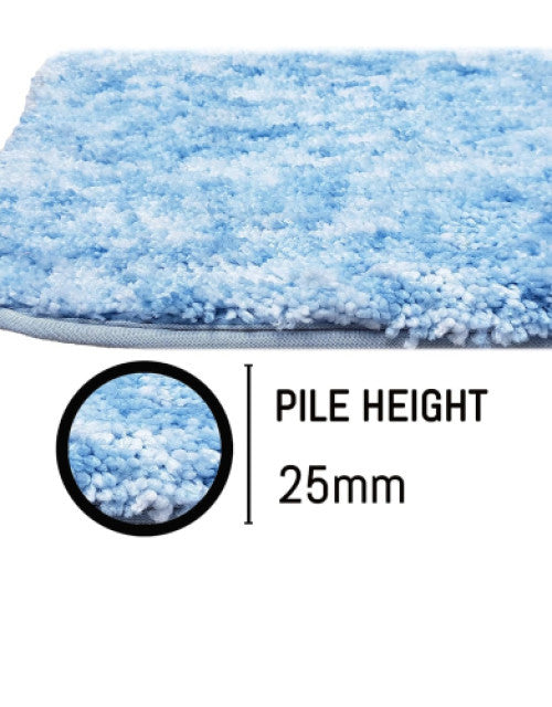 Bath Mat Set Toilet Lid Cover with Absorbent | Large Carpet for Tub Light Blue