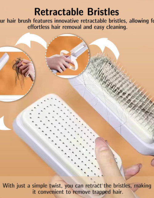 Hair Brushes for Women, Easy Clean Hair Brush with Retractable Bristles, Static Massage Comb